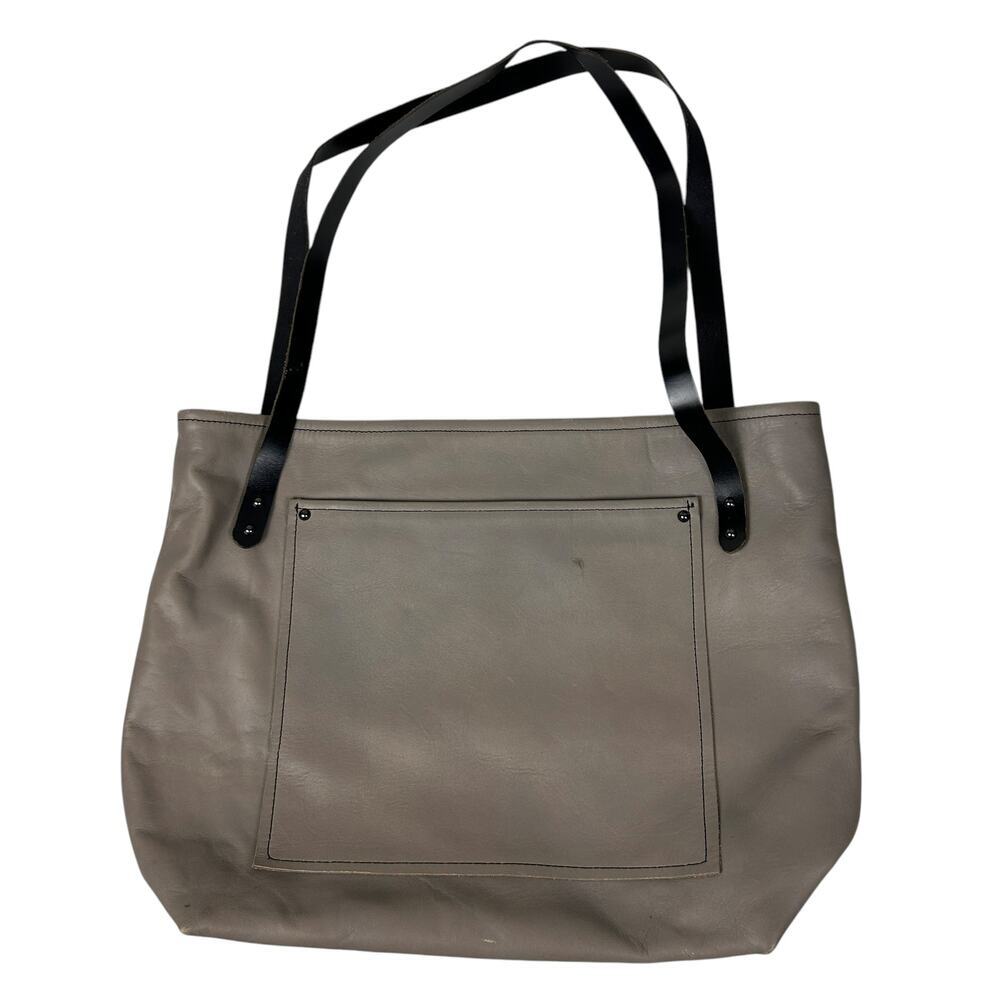 Handmade Taupe Leather Top Handel Full Grain Leather Tote Bag